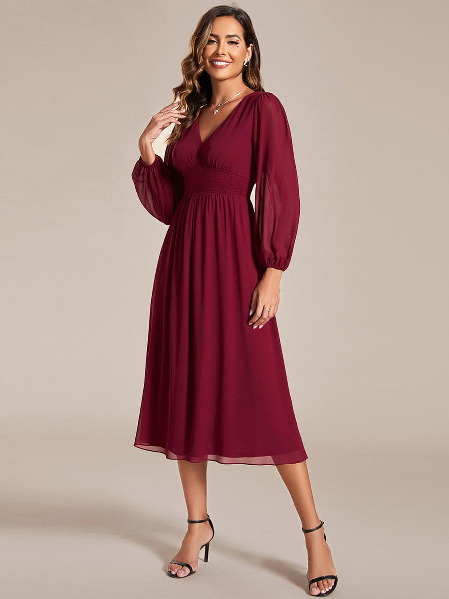 Elegant V-Neck Chiffon Wedding Guest Dress for Plus Size Women