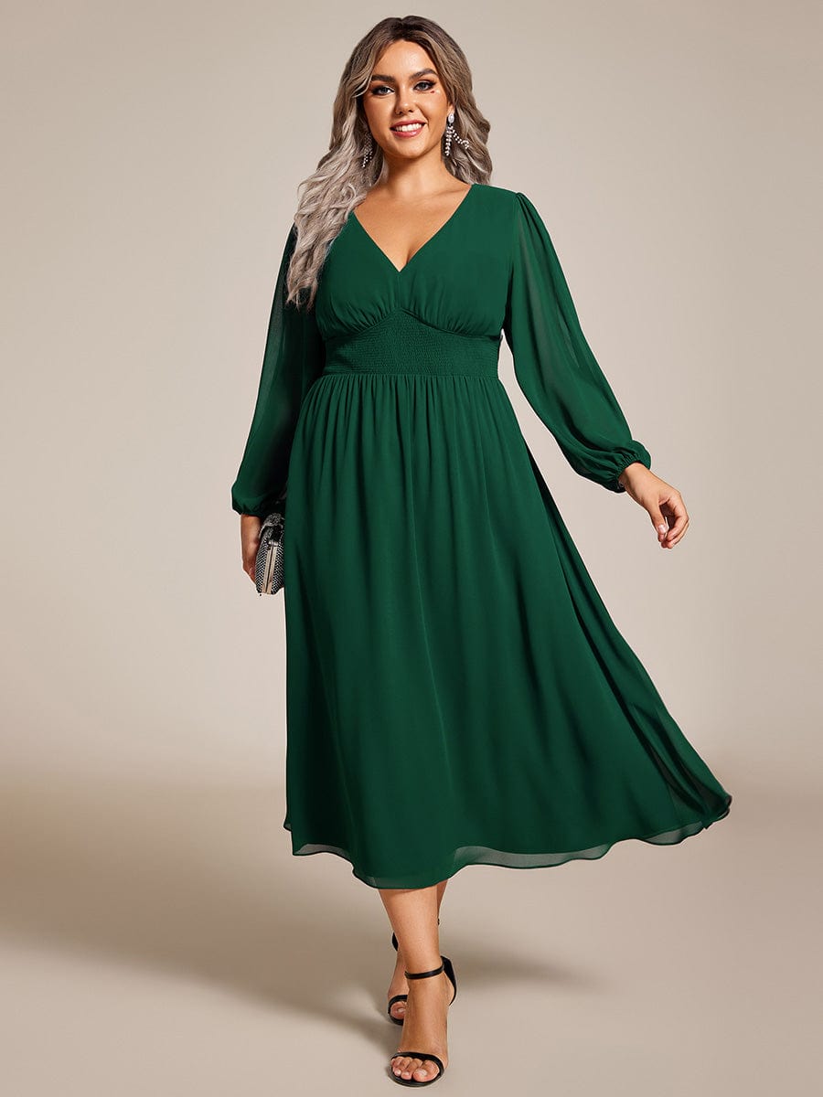 Elegant V-Neck Chiffon Wedding Guest Dress for Plus Size Women