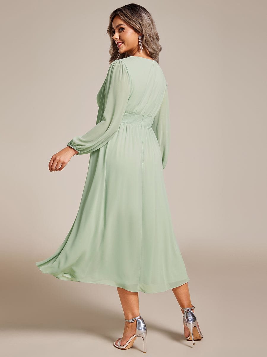 Elegant V-Neck Chiffon Wedding Guest Dress for Plus Size Women