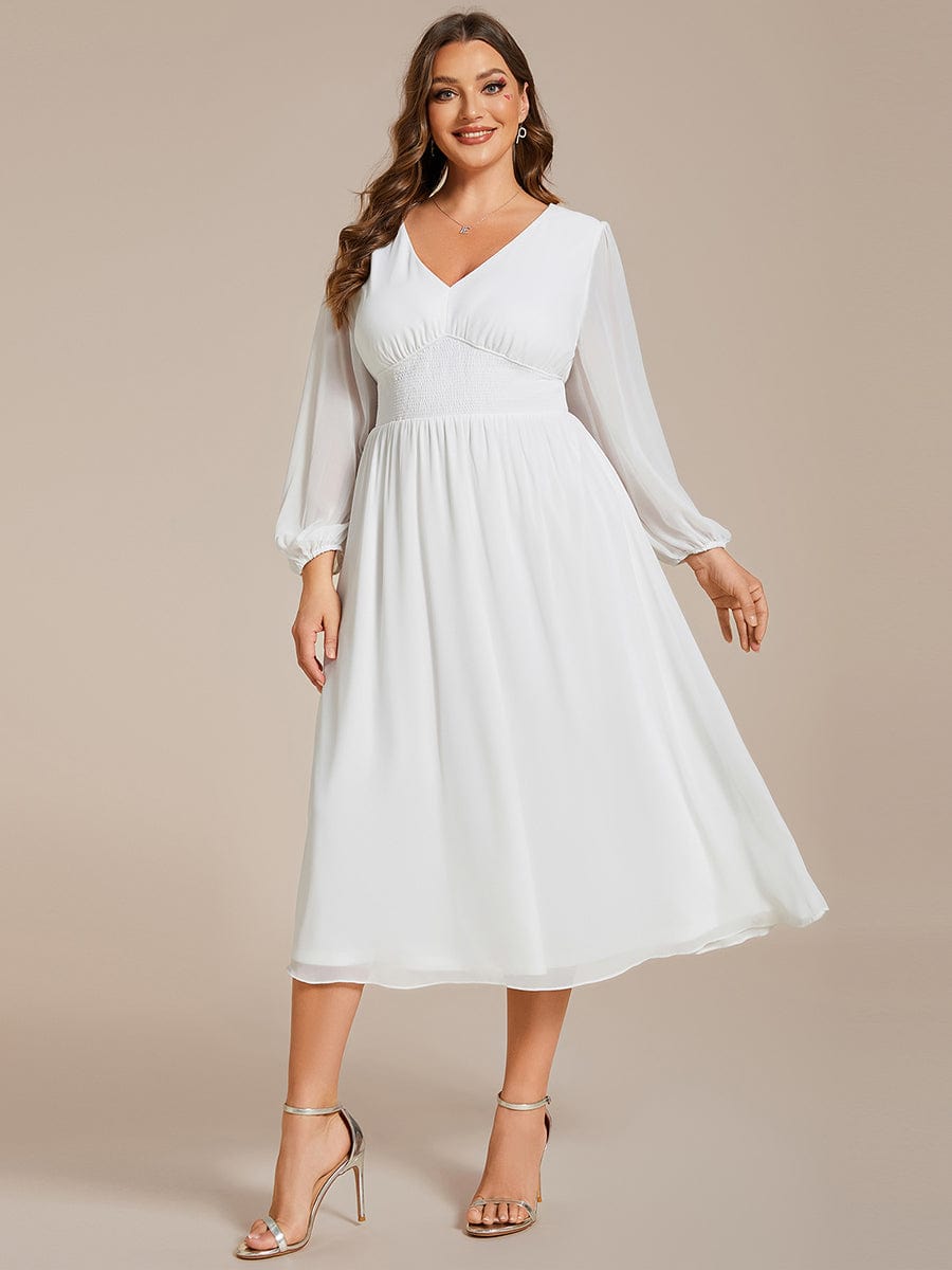 Elegant V-Neck Chiffon Wedding Guest Dress for Plus Size Women