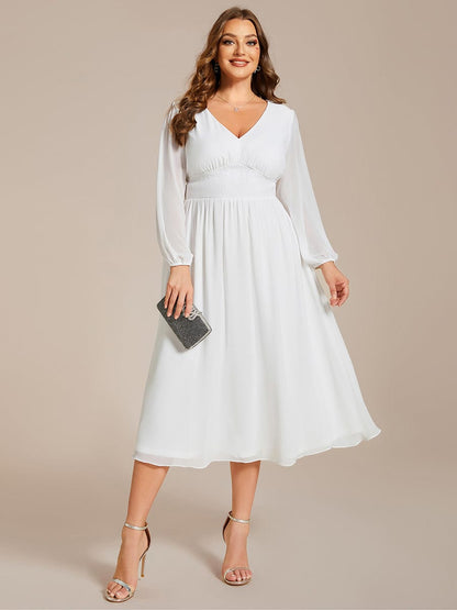 Elegant V-Neck Chiffon Wedding Guest Dress for Plus Size Women