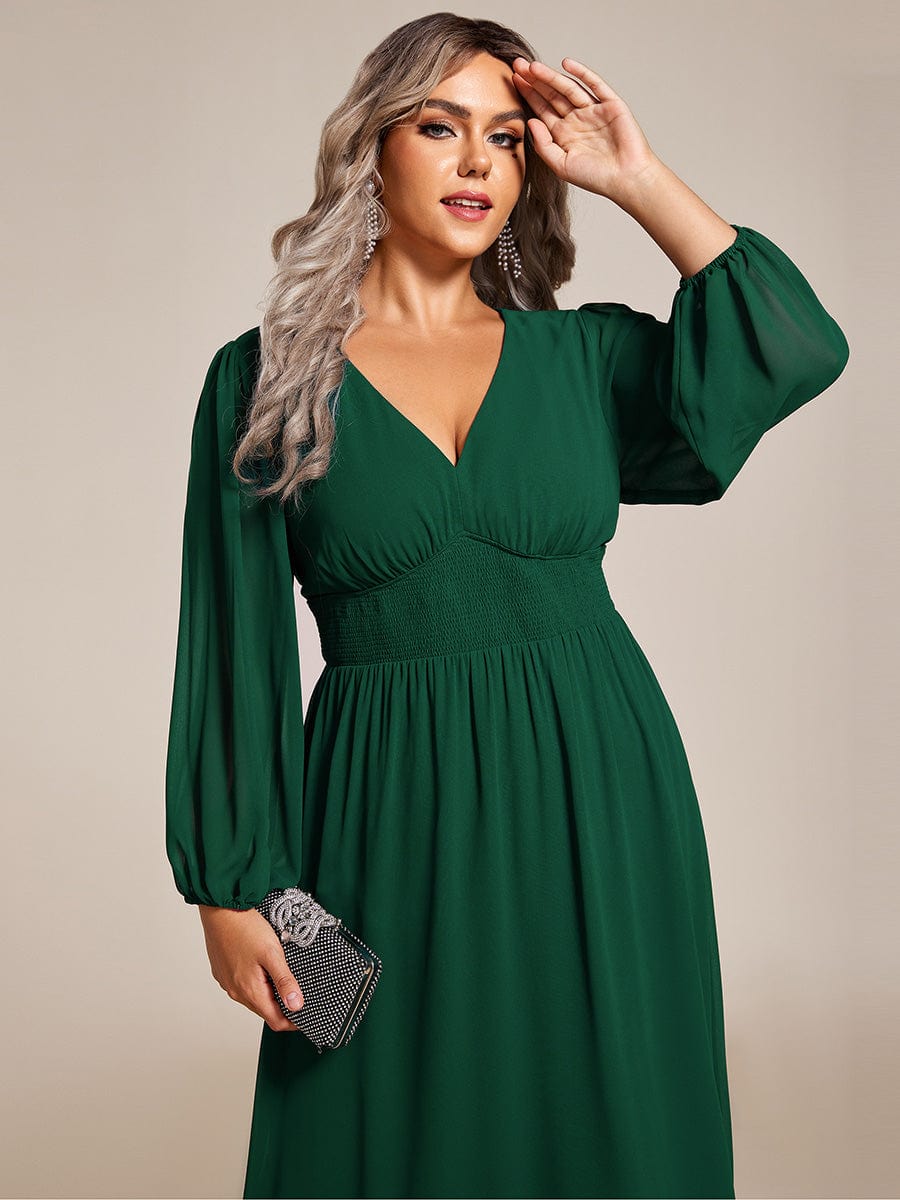 Elegant V-Neck Chiffon Wedding Guest Dress for Plus Size Women