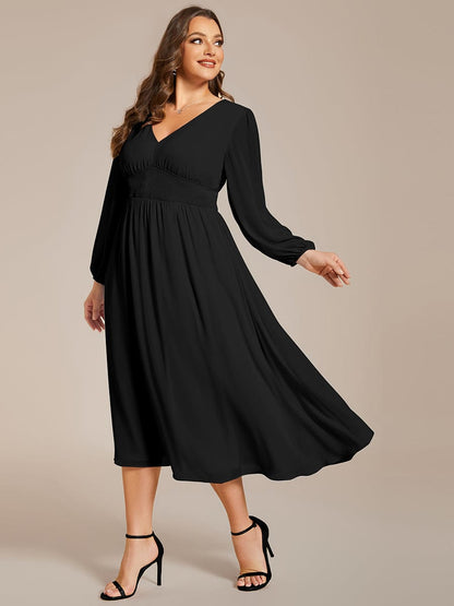 Elegant V-Neck Chiffon Wedding Guest Dress for Plus Size Women