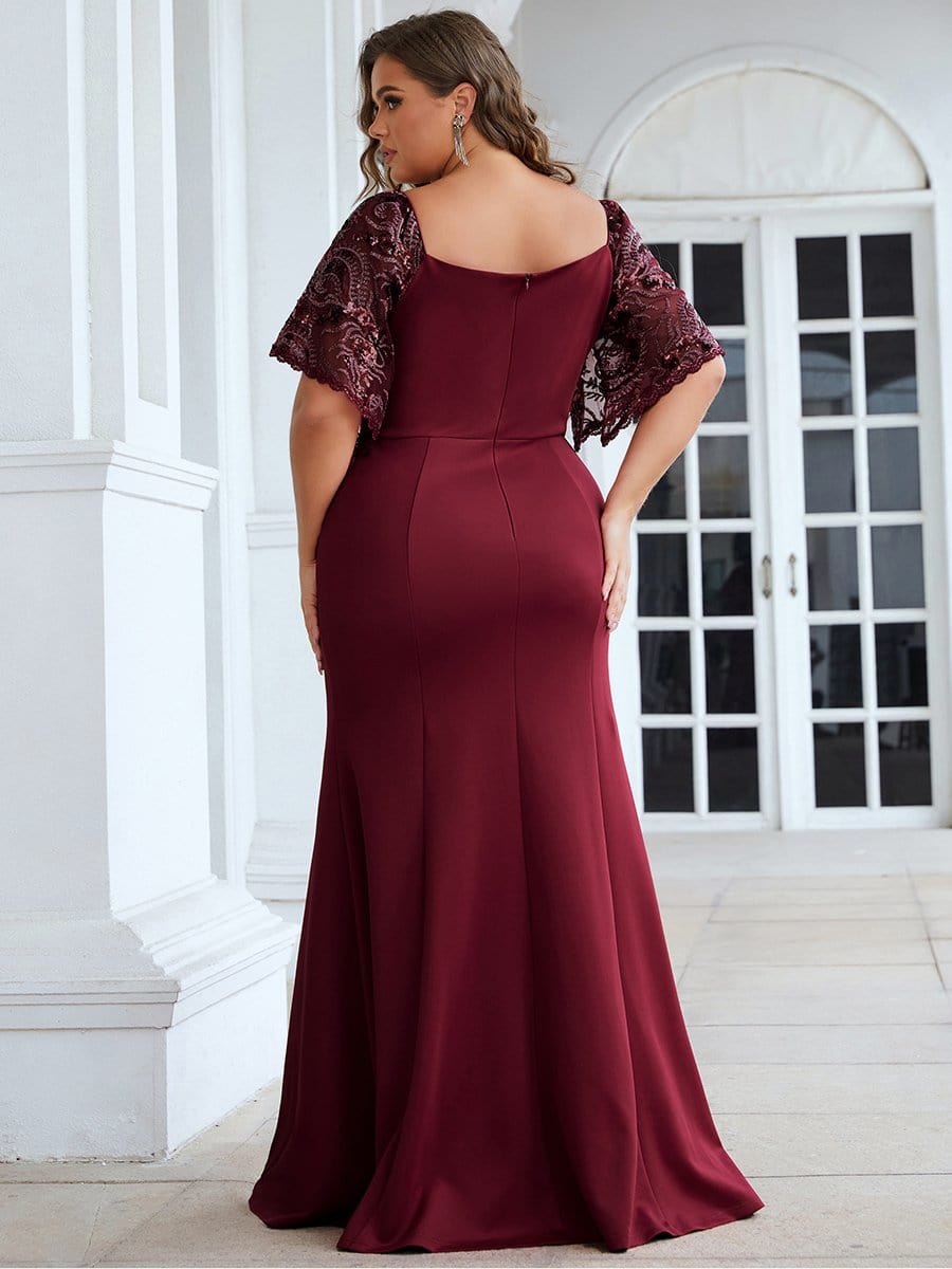 Elegant V Neck Fishtail Evening Gown for Curvy Women