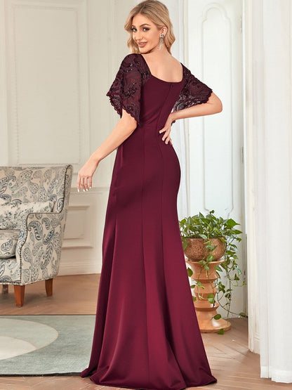 Elegant V-Neck Maxi Dress with Flared Sleeves