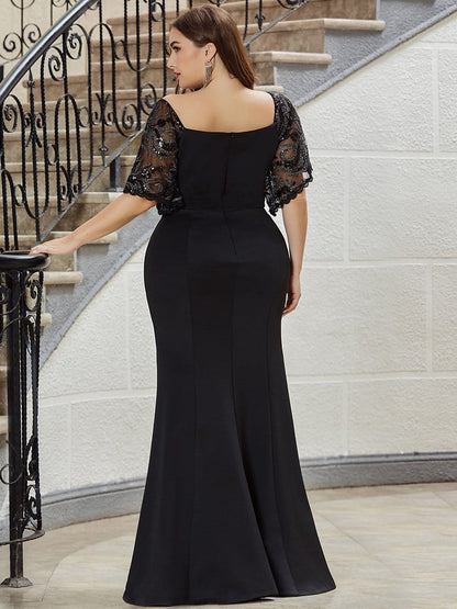 Elegant V-Neck Maxi Dress with Flared Sleeves