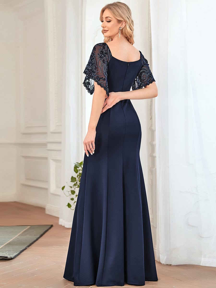 Elegant V-Neck Maxi Dress with Flared Sleeves