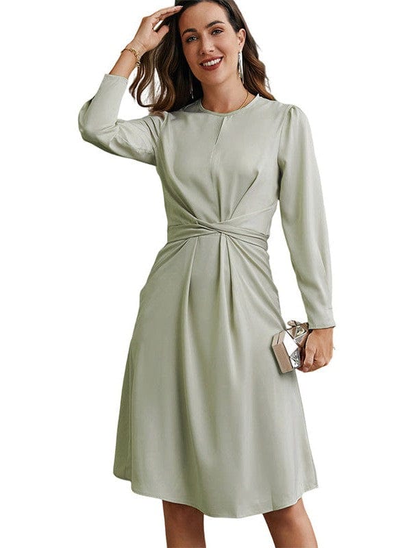 Elegant Waist Slimming Long Sleeve A-Line Skirt for Women