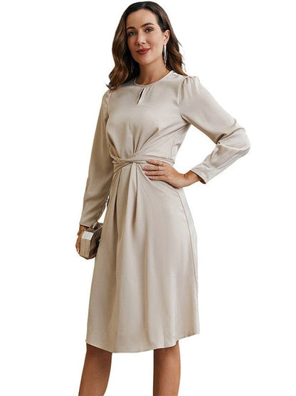 Elegant Waist Slimming Long Sleeve A-Line Skirt for Women
