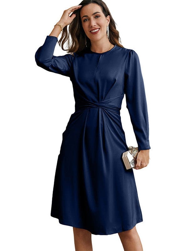 Elegant Waist Slimming Long Sleeve A-Line Skirt for Women