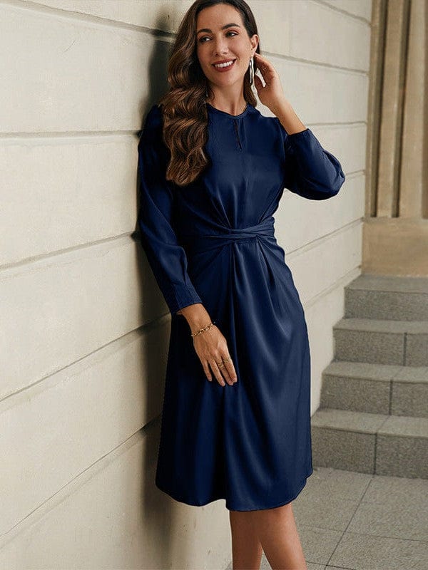 Elegant Waist Slimming Long Sleeve A-Line Skirt for Women