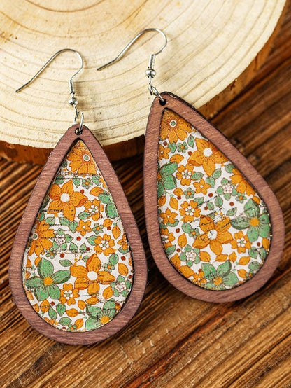 Elegant Waterdrop Floral Earrings with Contrasting Trim