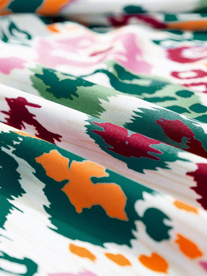 Elegant Western Print High Neck Bat Sleeve Blouse