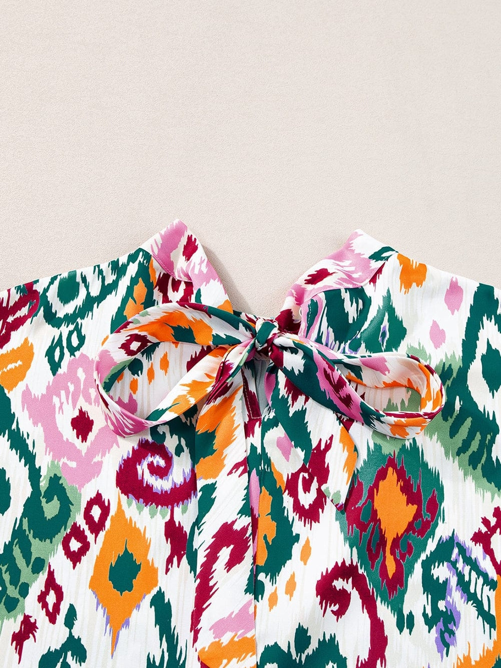 Elegant Western Print High Neck Bat Sleeve Blouse