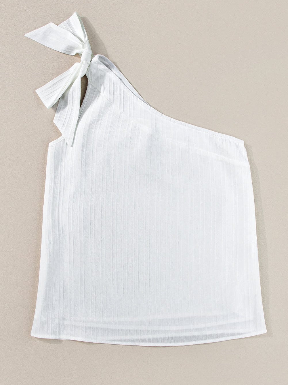 Elegant White Bowknot One Shoulder Tank Top