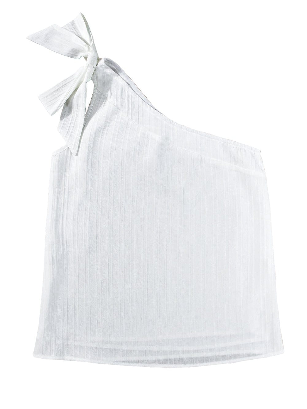 Elegant White Bowknot One Shoulder Tank Top