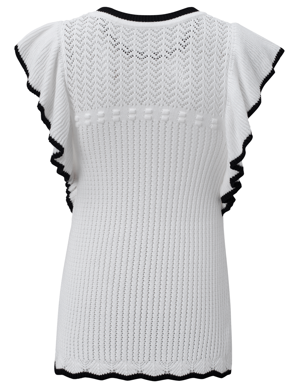 Elegant White Crochet Trim Sleeveless Tank Top