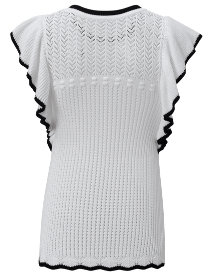 Elegant White Crochet Trim Sleeveless Tank Top