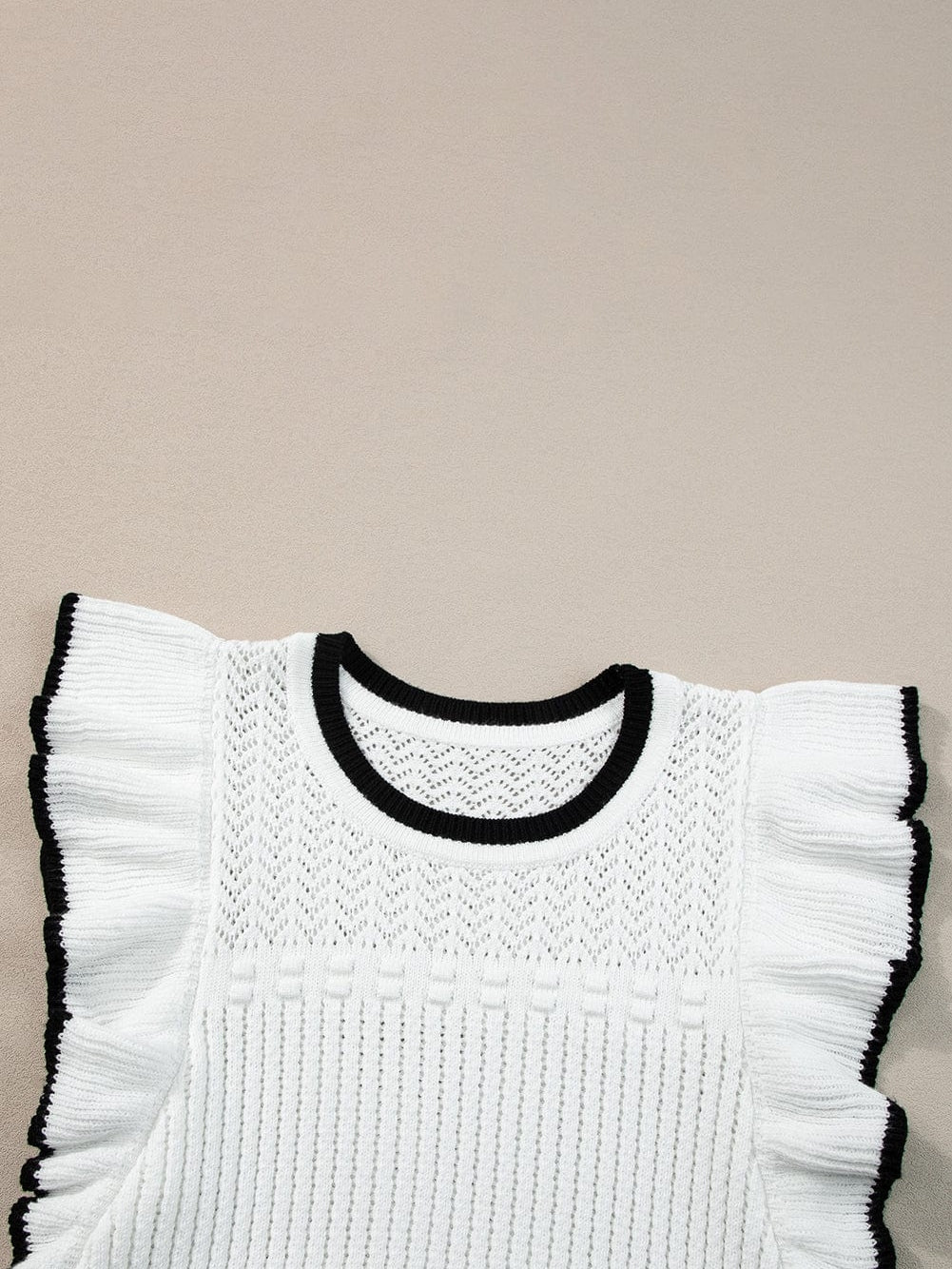 Elegant White Crochet Trim Sleeveless Tank Top