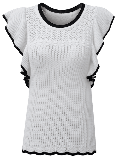 Elegant White Crochet Trim Sleeveless Tank Top