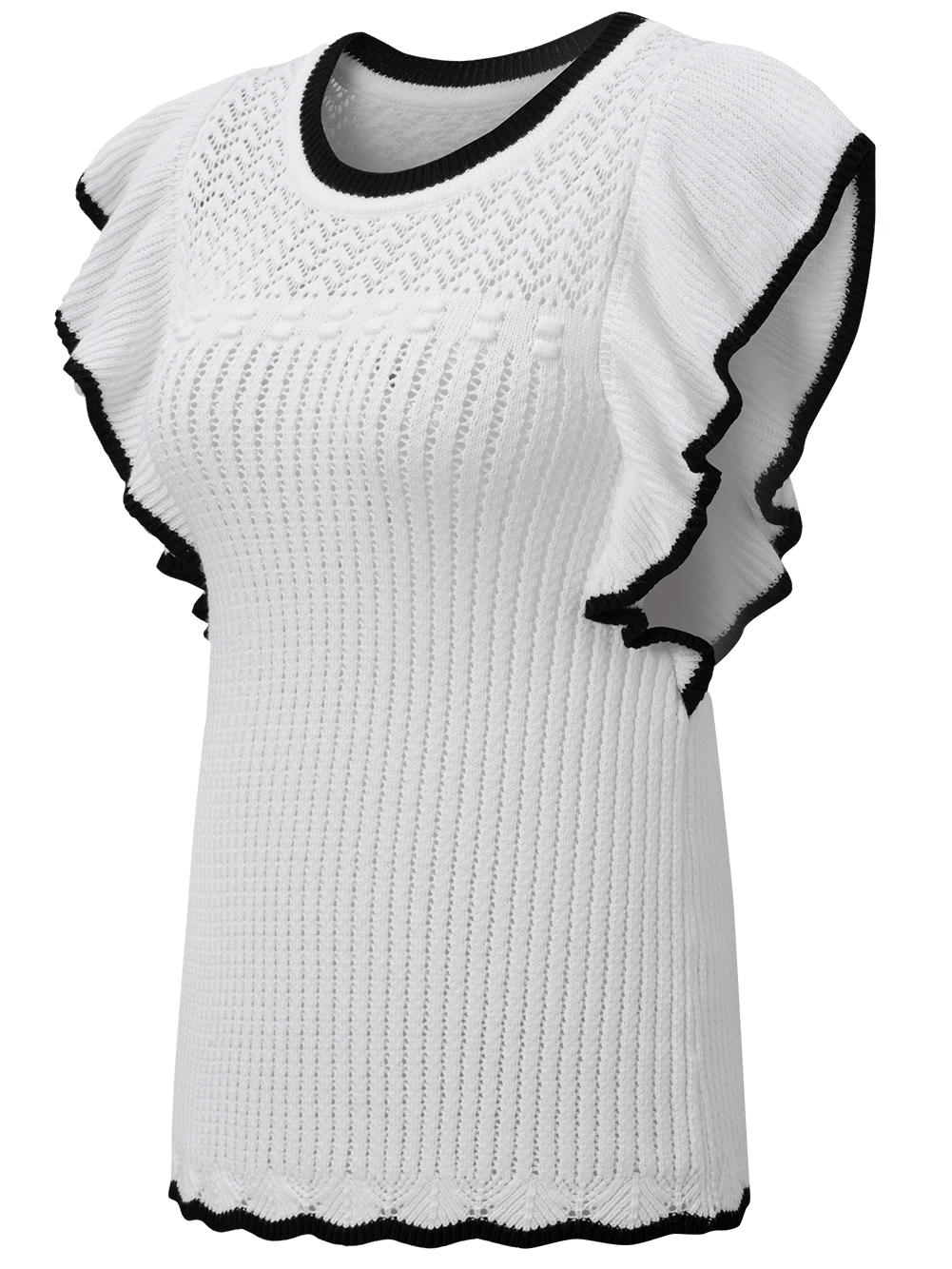 Elegant White Crochet Trim Sleeveless Tank Top