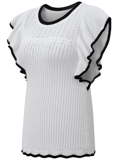 Elegant White Crochet Trim Sleeveless Tank Top