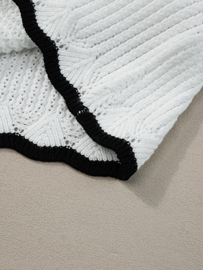 Elegant White Crochet Trim Sleeveless Tank Top