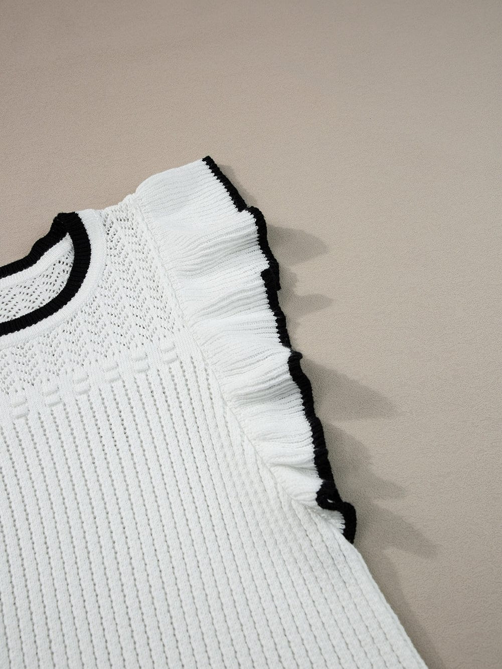 Elegant White Crochet Trim Sleeveless Tank Top