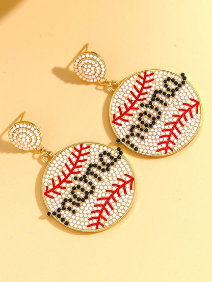 Elegant White Crystal Baseball Bead Earrings