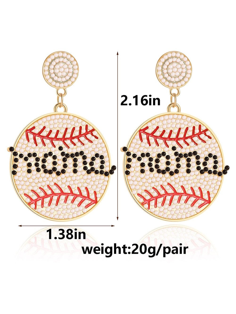 Elegant White Crystal Baseball Bead Earrings