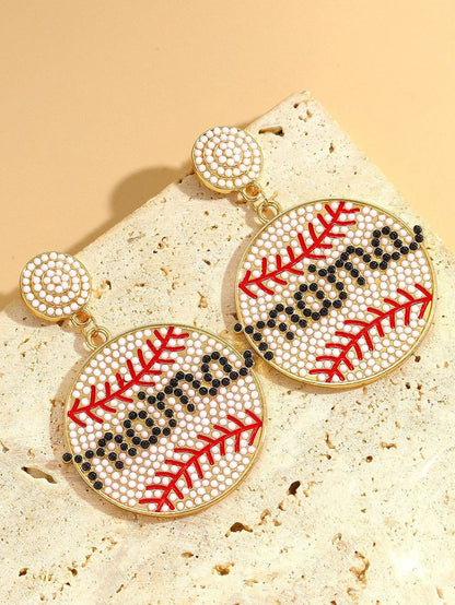 Elegant White Crystal Baseball Bead Earrings