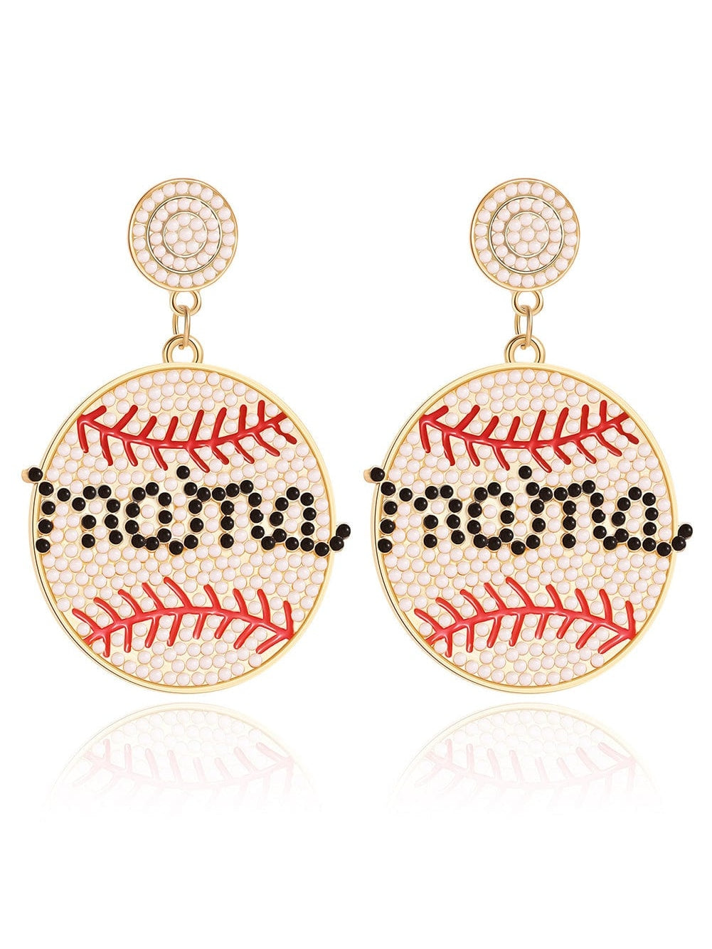 Elegant White Crystal Baseball Bead Earrings