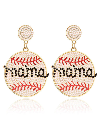 Elegant White Crystal Baseball Bead Earrings