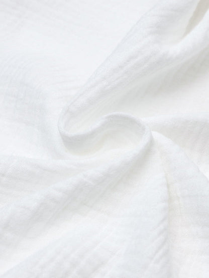 Elegant White Deep V-Neck Lace Trim Blouse