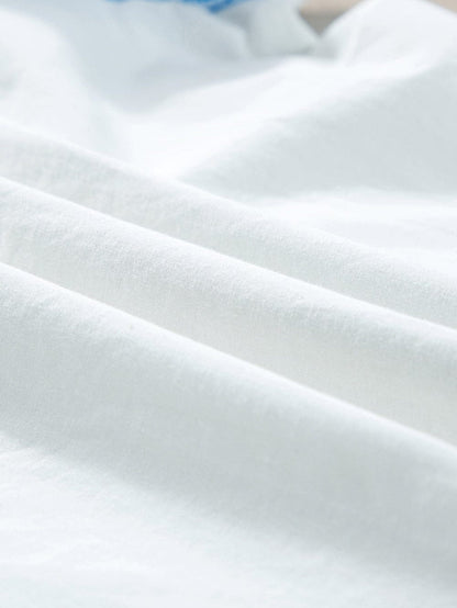 Elegant White Embroidered Frill Sleeve Cotton Top