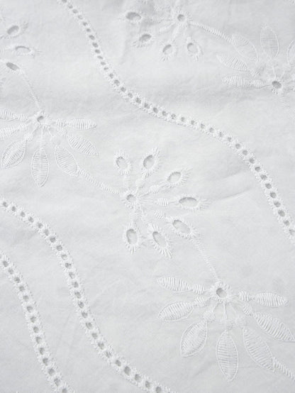 Elegant White Embroidered V-Neck Tank Top with Knotted Straps