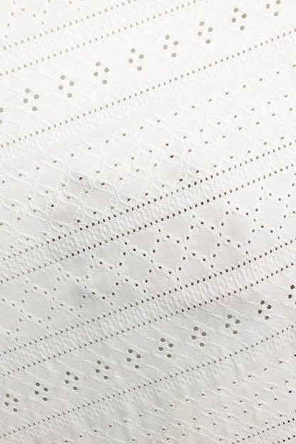 Elegant White Eyelet Lace Detailed Shift Top