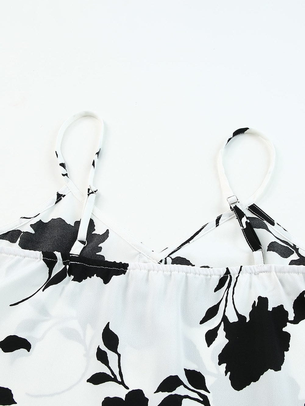 Elegant White Floral Button-Up Tank with Tie Detail