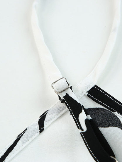 Elegant White Floral Button-Up Tank with Tie Detail