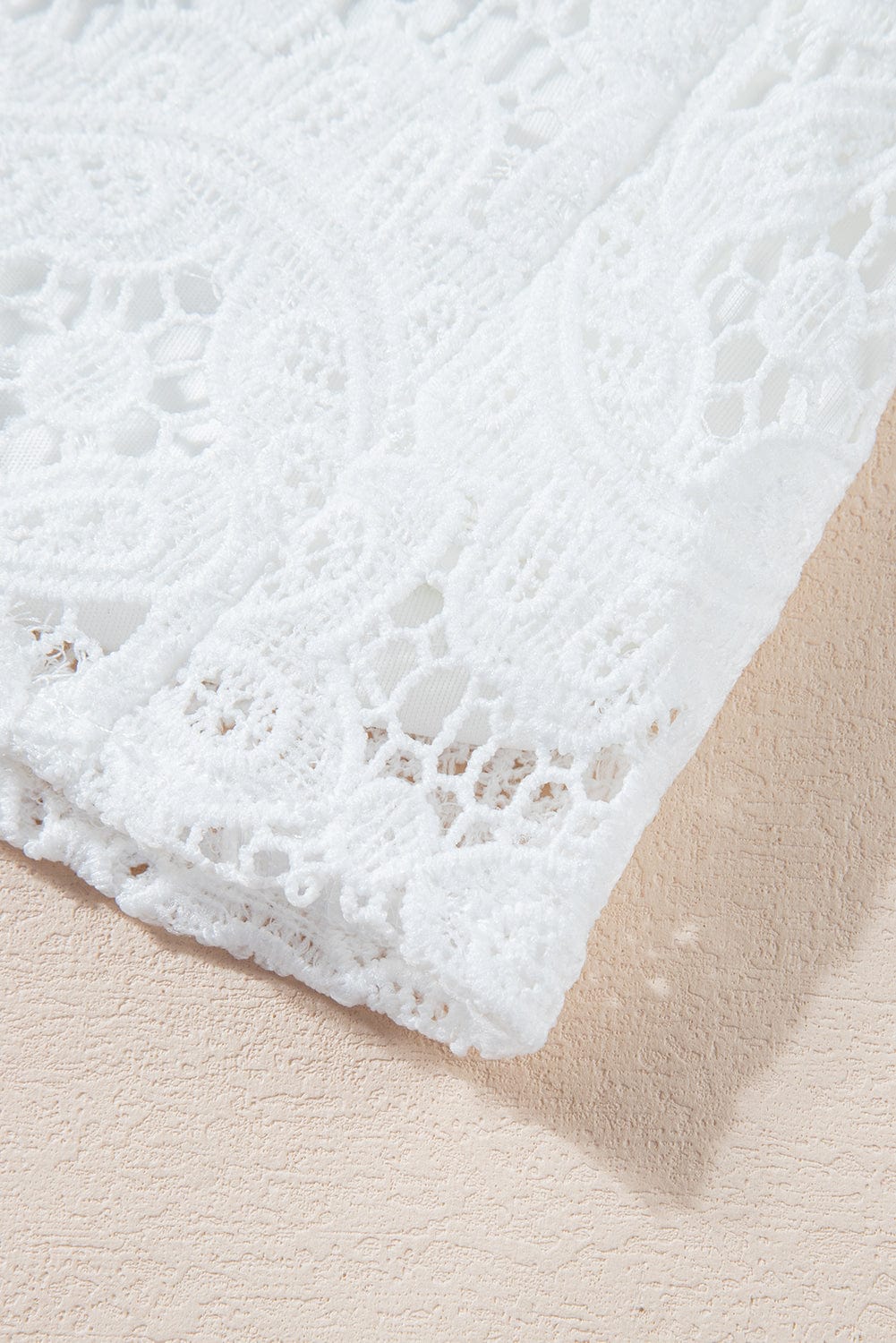 Elegant White Floral Crochet Short Sleeve Top