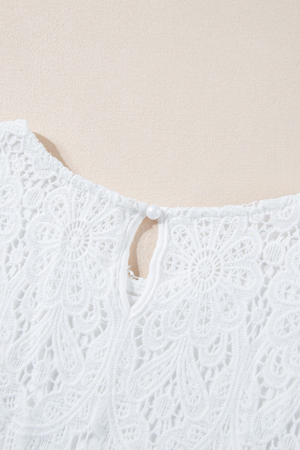 Elegant White Floral Crochet Short Sleeve Top