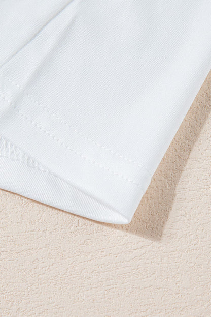 Elegant White Floral Crochet Short Sleeve Top