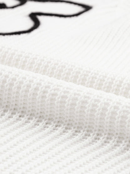 Elegant White Floral Embroidered Sweater Tee