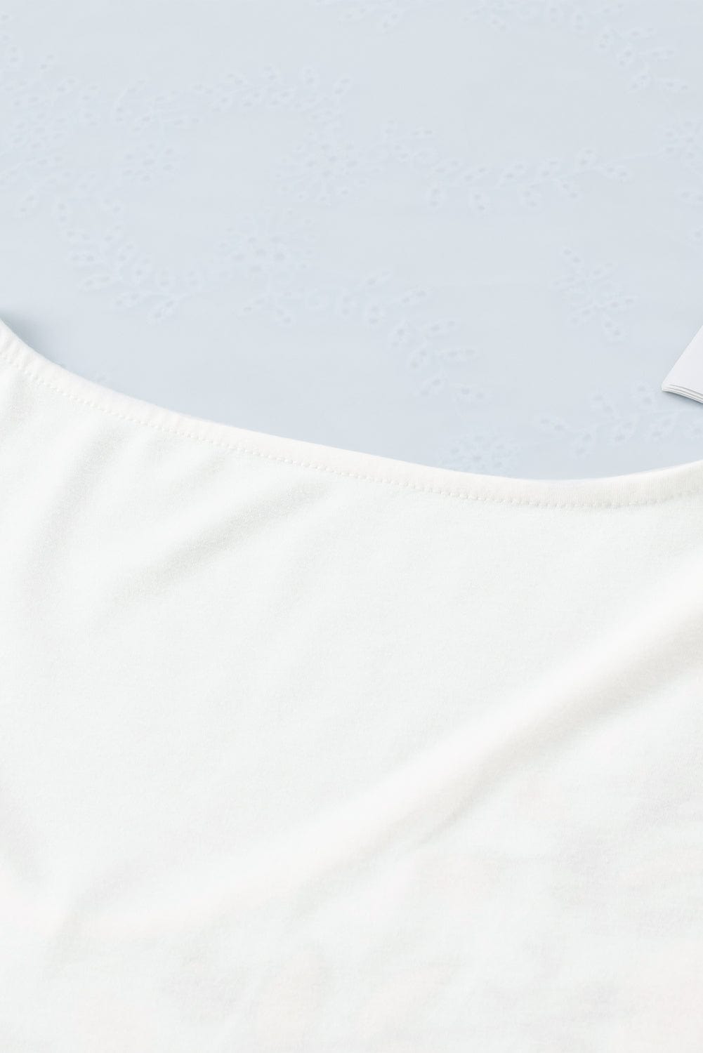 Elegant White Floral Embroidered V-Neck Babydoll Top