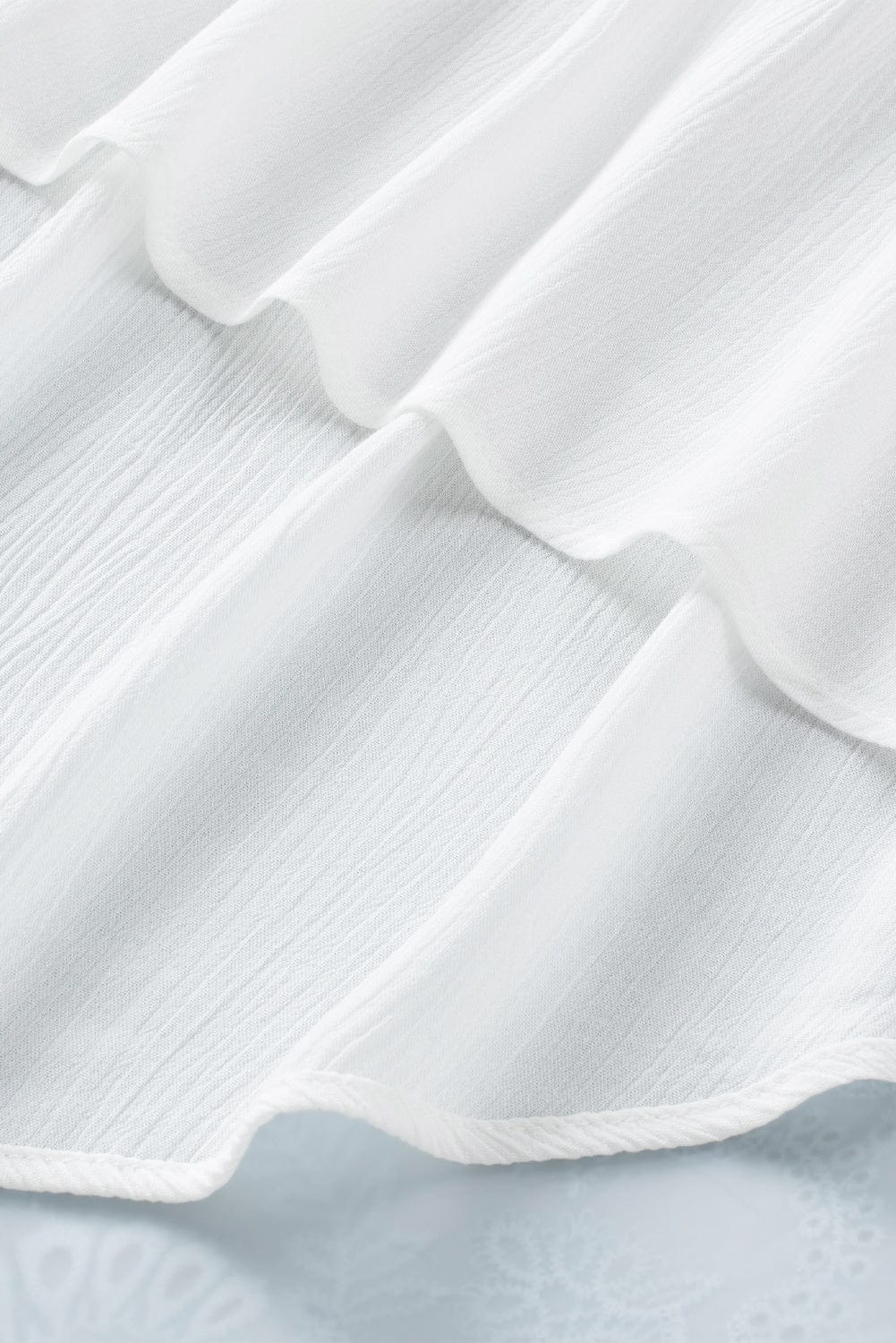 Elegant White Floral Embroidered V-Neck Babydoll Top