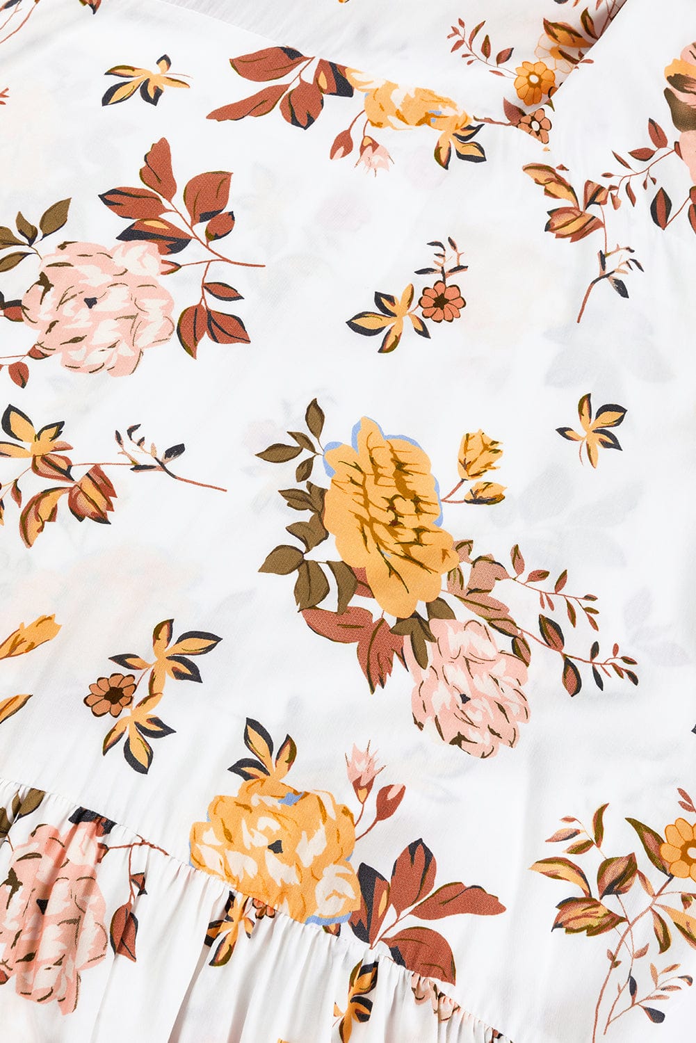 Elegant White Floral Print Ruffle Sleeve Mini Dress