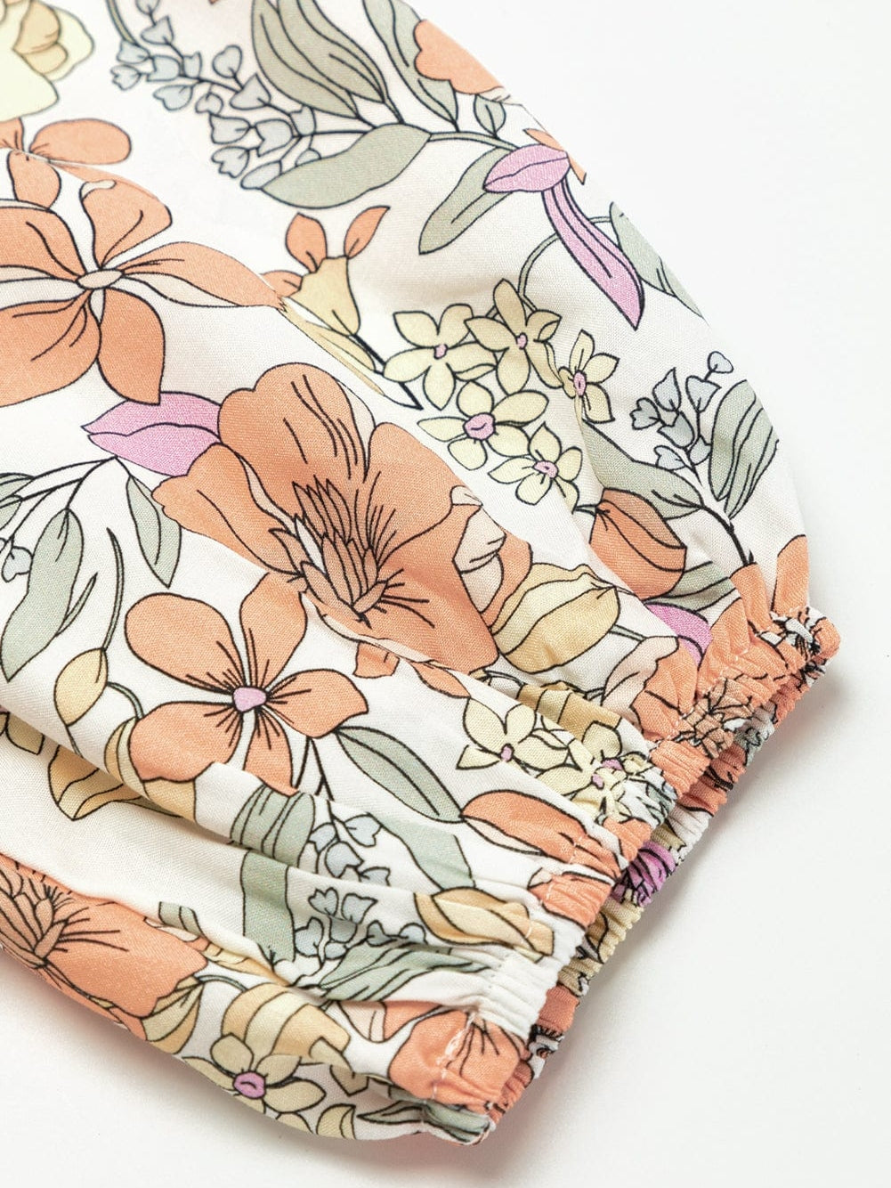 Elegant White Floral Smocked Waist Ruffle Dress