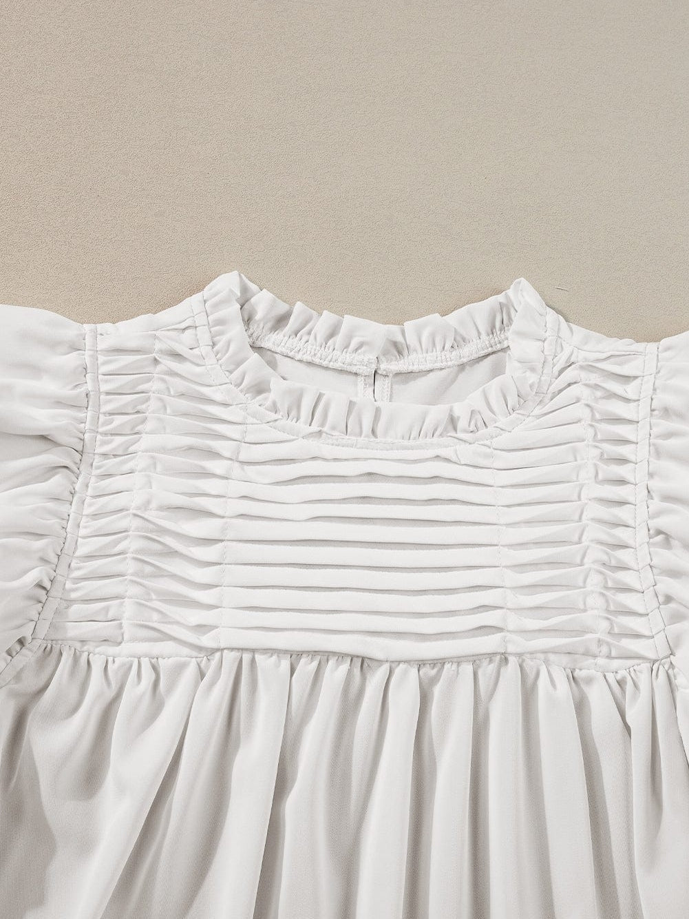 Elegant White Flutter Sleeve Ruffle Blouse