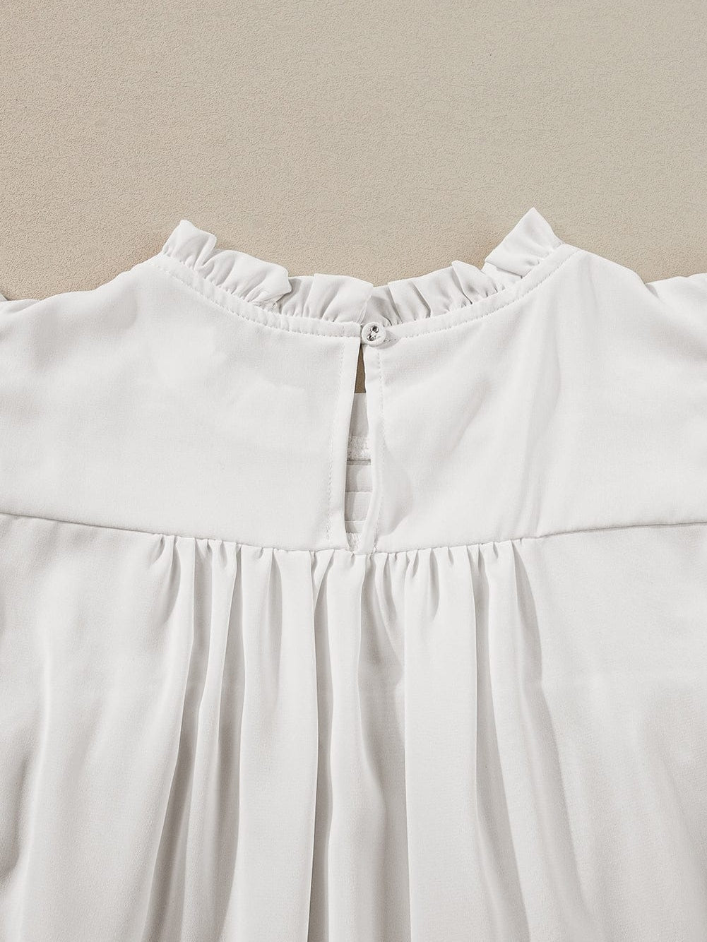 Elegant White Flutter Sleeve Ruffle Blouse