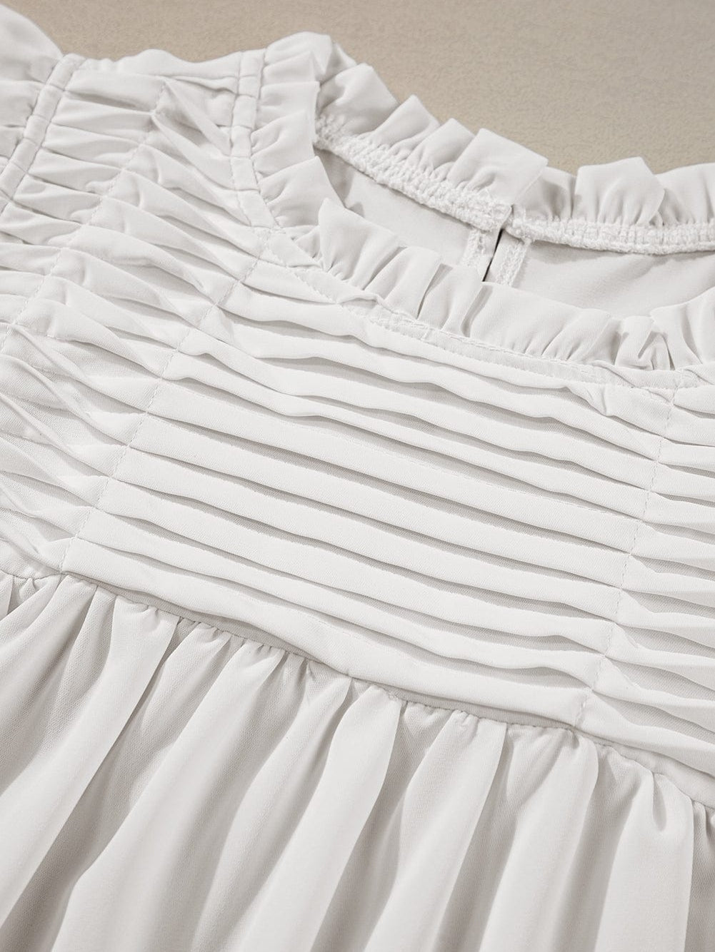 Elegant White Flutter Sleeve Ruffle Blouse